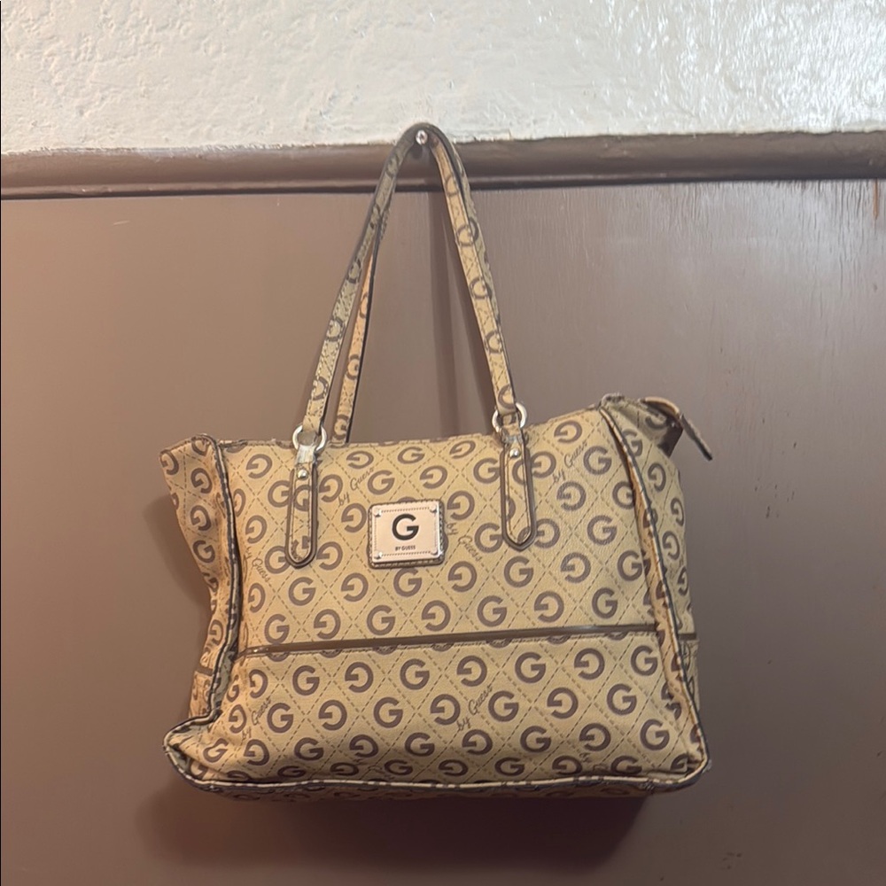Guess Los Angeles Logo Tan Tote Bag